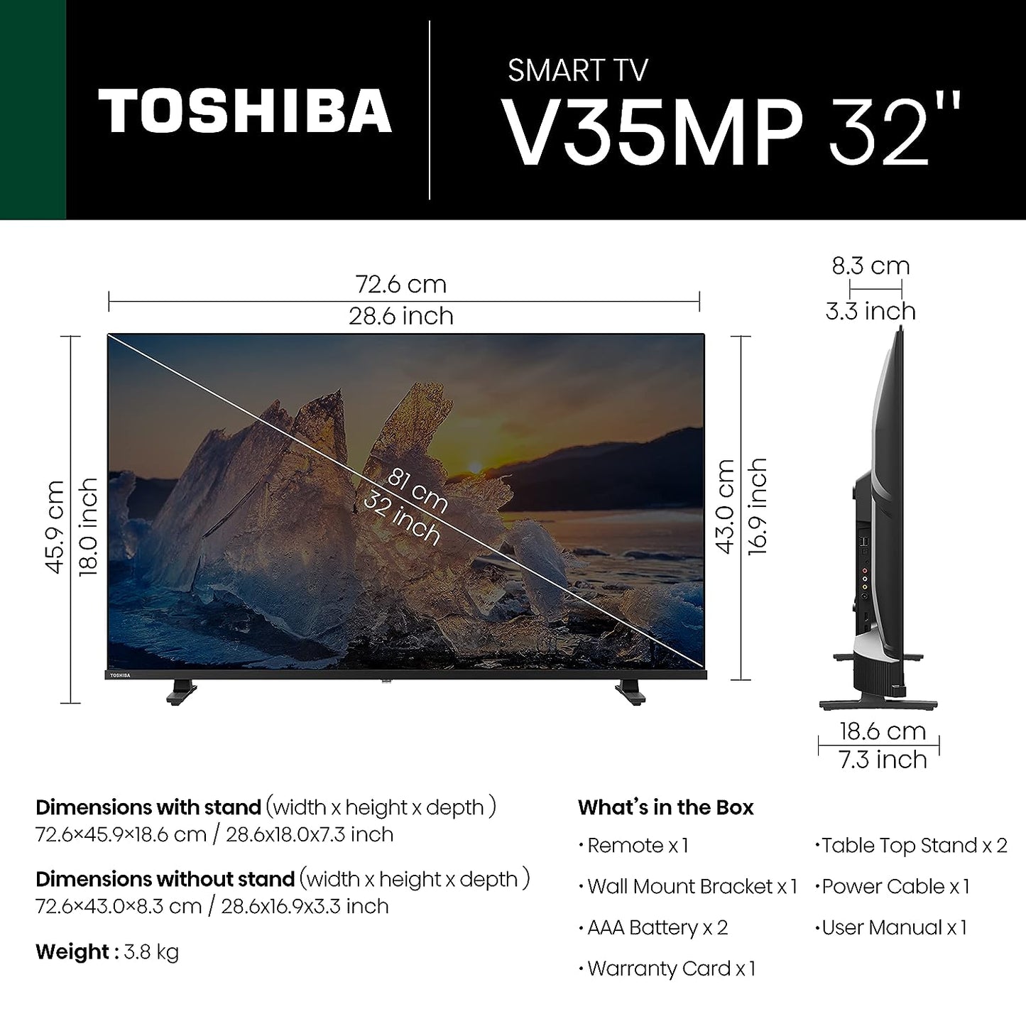 TOSHIBA 80 cm (32 inches) V Series HD Ready Smart Android LED TV