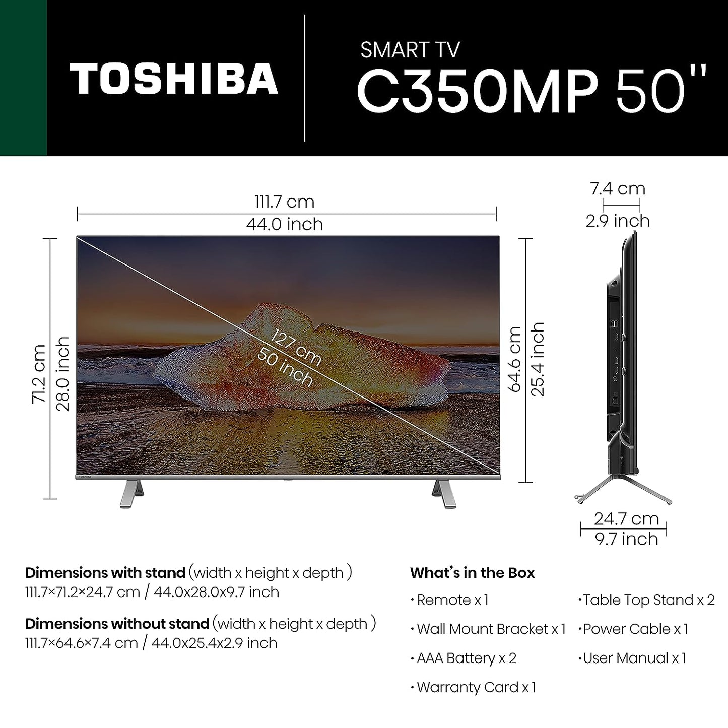 TOSHIBA 126 cm (50 inches) 4K Ultra HD Smart LED Google Tv