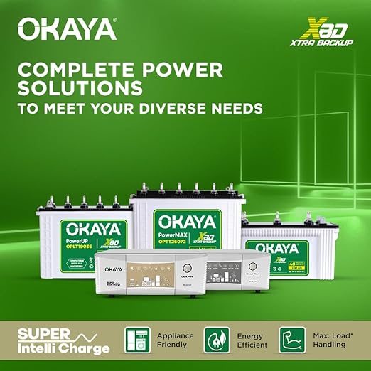 Okaya Inverter & Battery Combo (Smart Wave QSW 1500 Quasi Sine Wave 1250VA/12V with PowerUP OPJT19036 160Ah/12V) Inverter with Battery for Home, Office & Shops