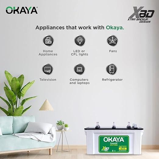 OKAYA PowerUP OPJT19036 160Ah Jumbo Tubular Inverter Battery | Longer Life & Extra Backup with 36 Months Warranty for Home, Office & Shops