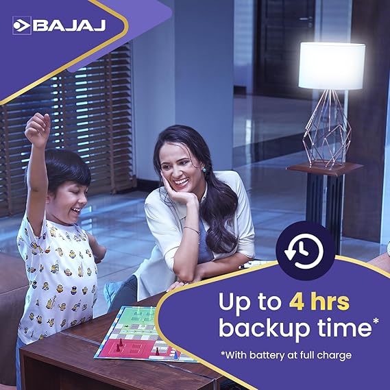 Bajaj LEDZ 12W Rechargeable Emergency Inverter LED Bulb | Cool Day Light | Upto 4 Hours Battery | B22D | 1 Year - Warranty (Pack of 1, White)