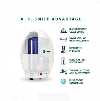 Ao Smith EWS-3 Glass Lined 3 Liter 3KW Instant Water Heater